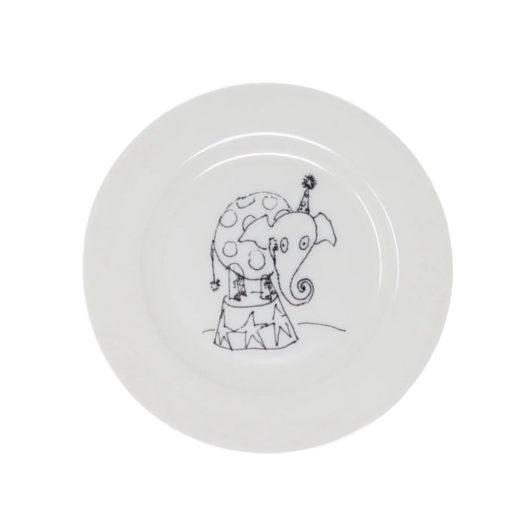 Tim Burton elephant illustrated fine bone china plate