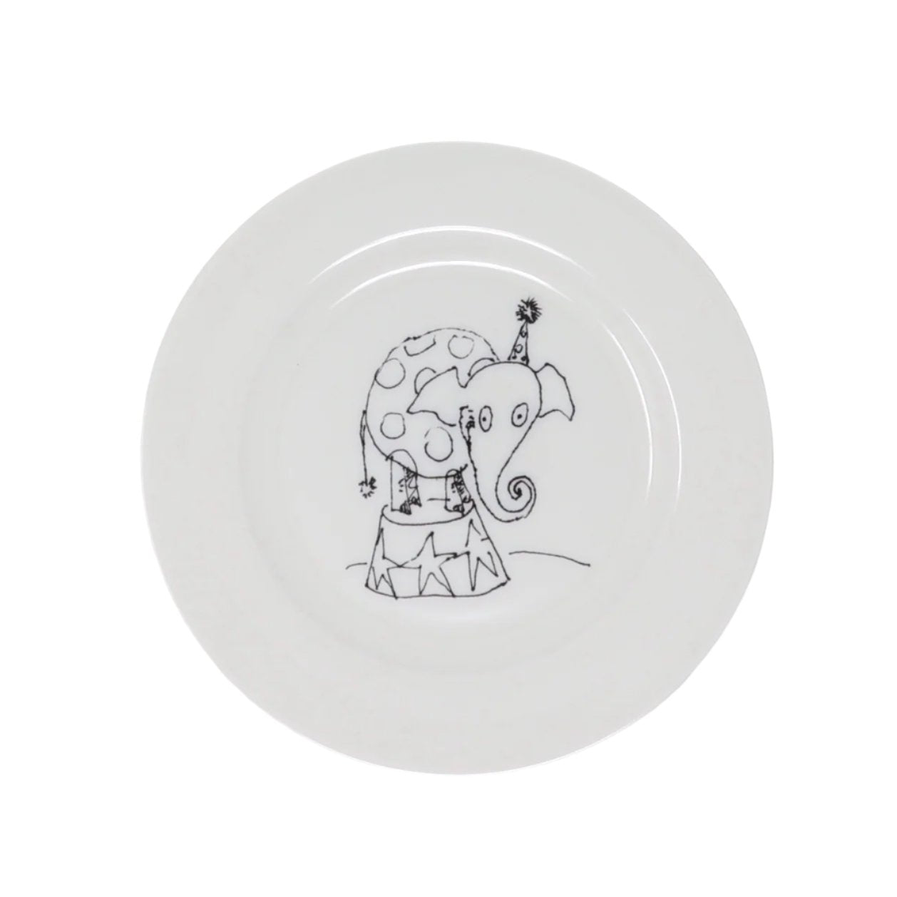 Tim Burton elephant illustrated fine bone china plate