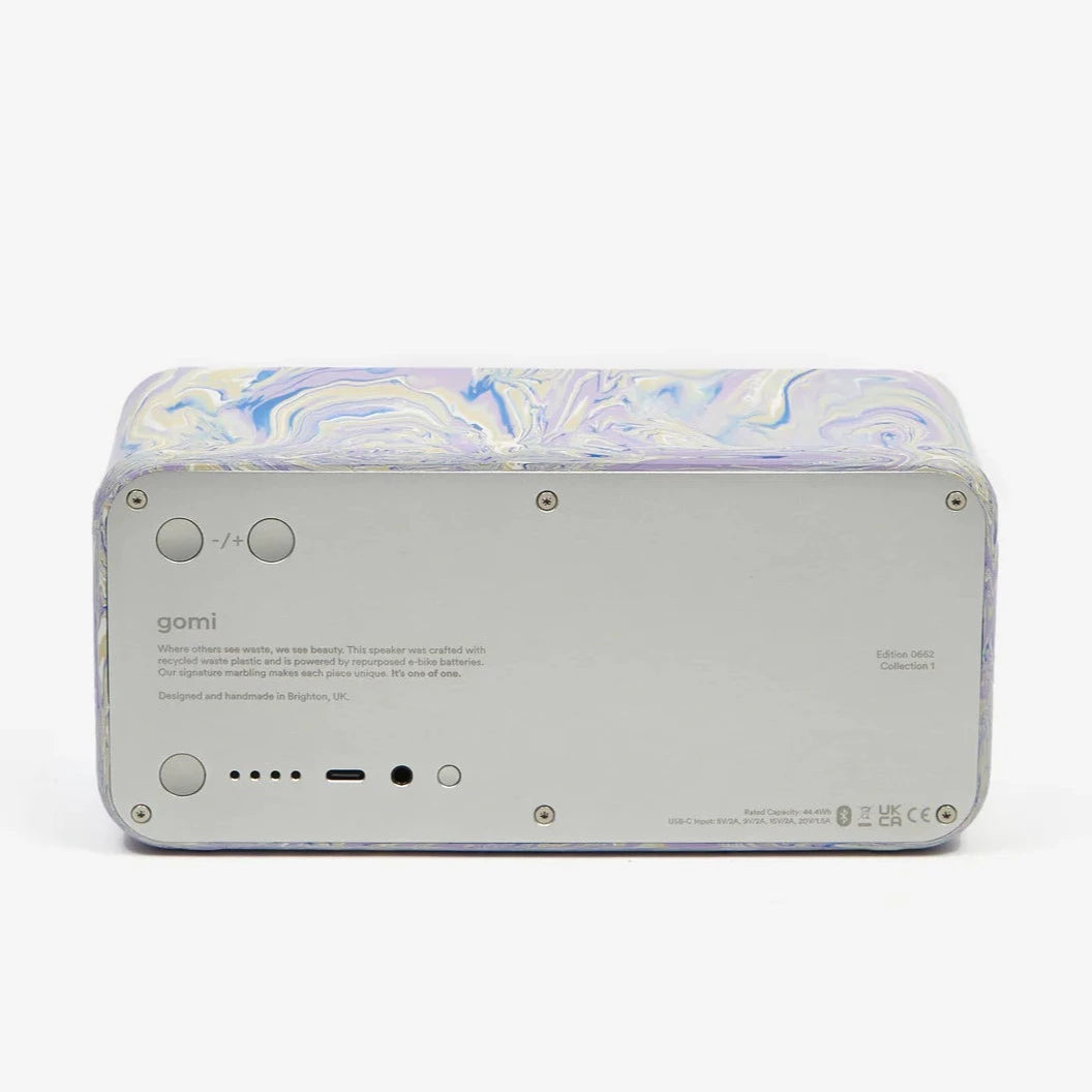 Speaker in purple and white