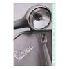 Black and white poster of a Vespa motorbike