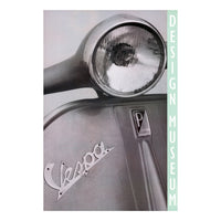 Black and white poster of a Vespa motorbike