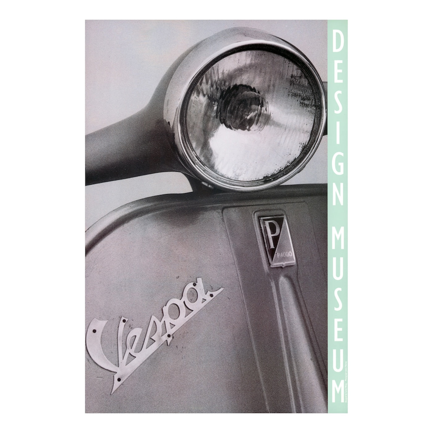 Black and white poster of a Vespa motorbike