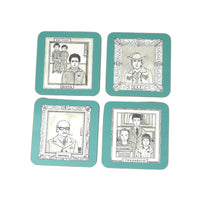 Set of 4 illustrated coasters