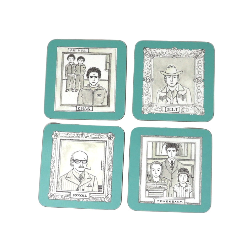 Set of 4 illustrated coasters