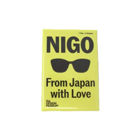 Book cover with 'NIGO' and 'From Japan with Love' text on a yellow background