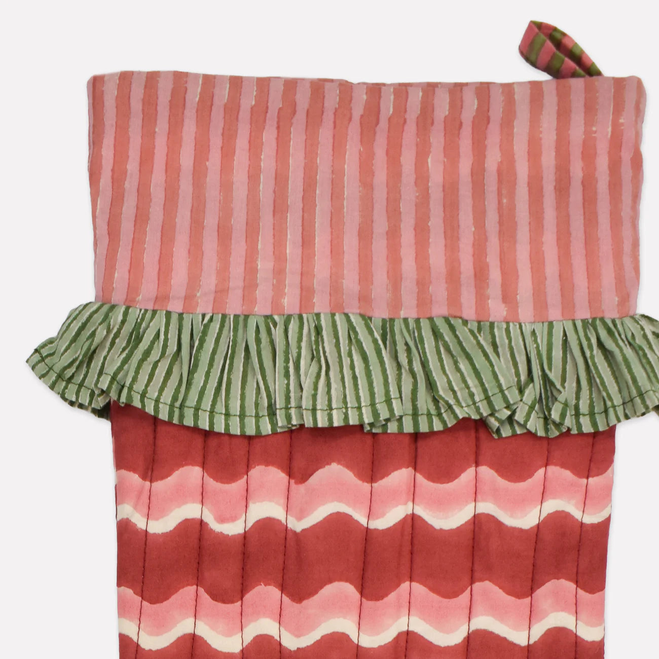 Red and Pink Swirl Cotton Christmas Stocking