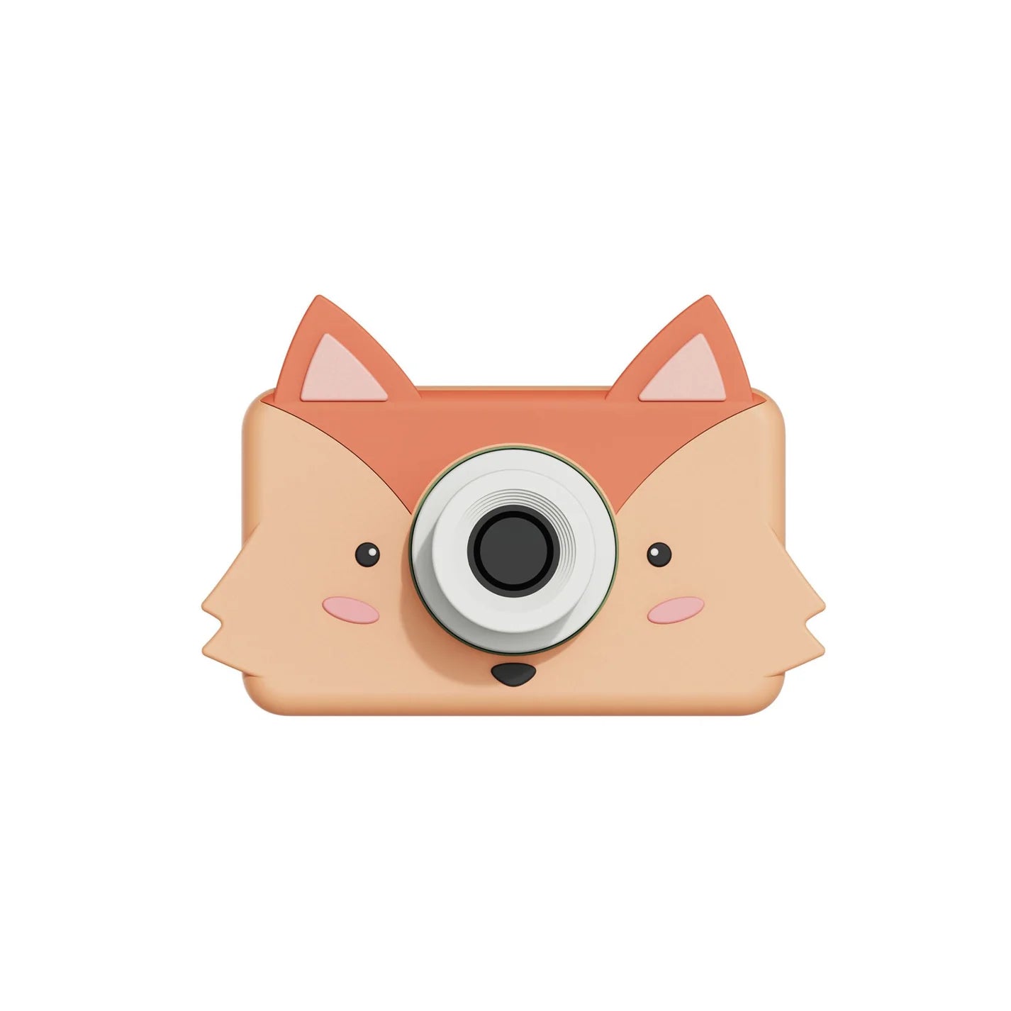 Cute fox-shaped camera on a white background