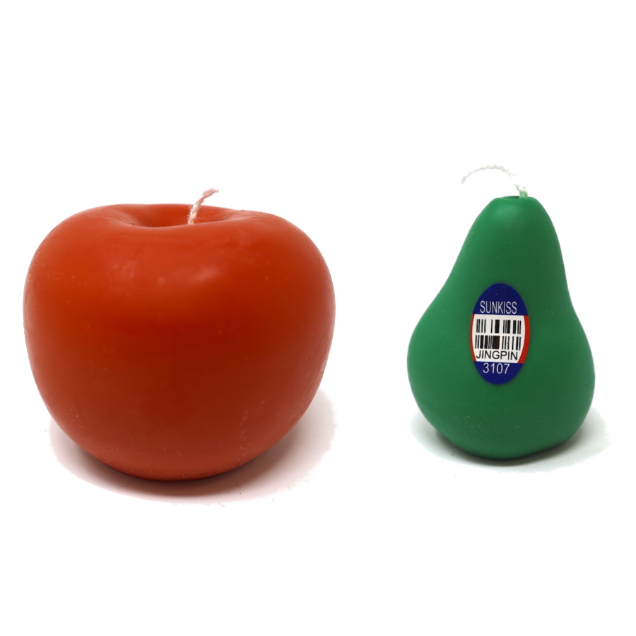 apple and pear shaped candles together