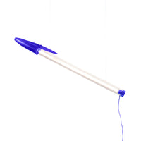Blue BIC pen lamp on a white background