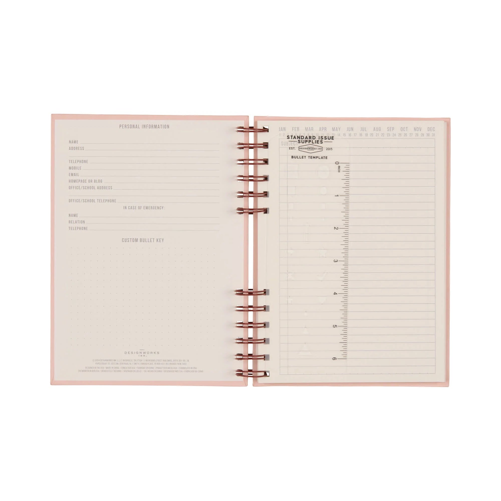 Open spiral-bound notebook with lined pages on a white background