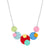 Colourful acrylic dot necklace on a white background