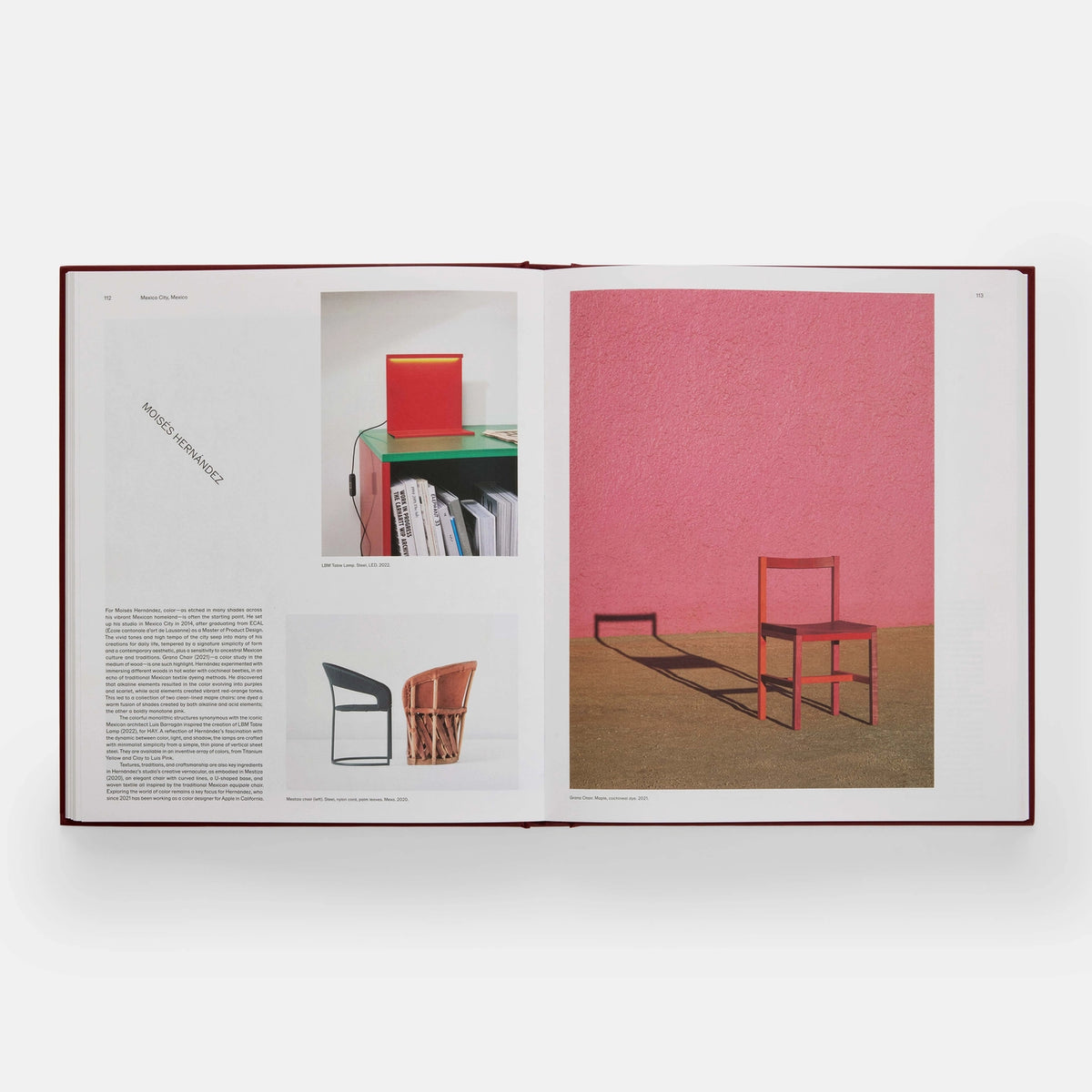 Open page of Designed for Life by Phaidon featuring photographs of various chairs.