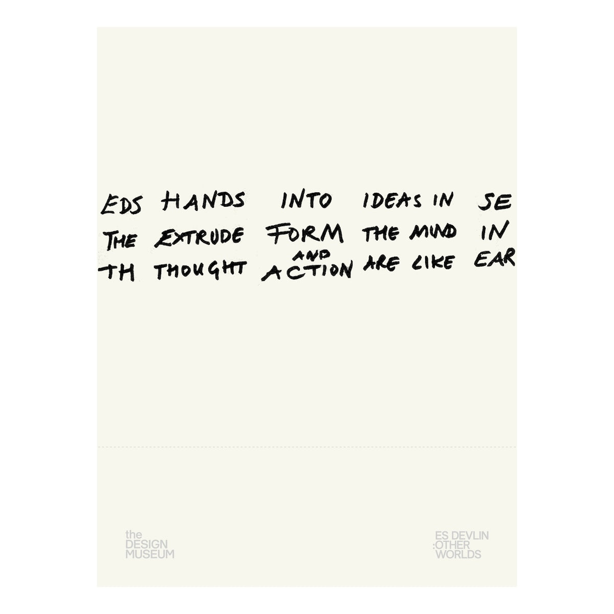 A minimalist art print featuring a cream-colored background with black handwritten text across the center 