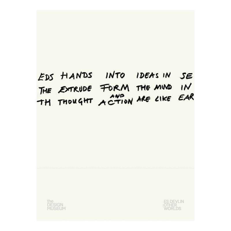 A minimalist art print featuring a cream-colored background with black handwritten text across the center 