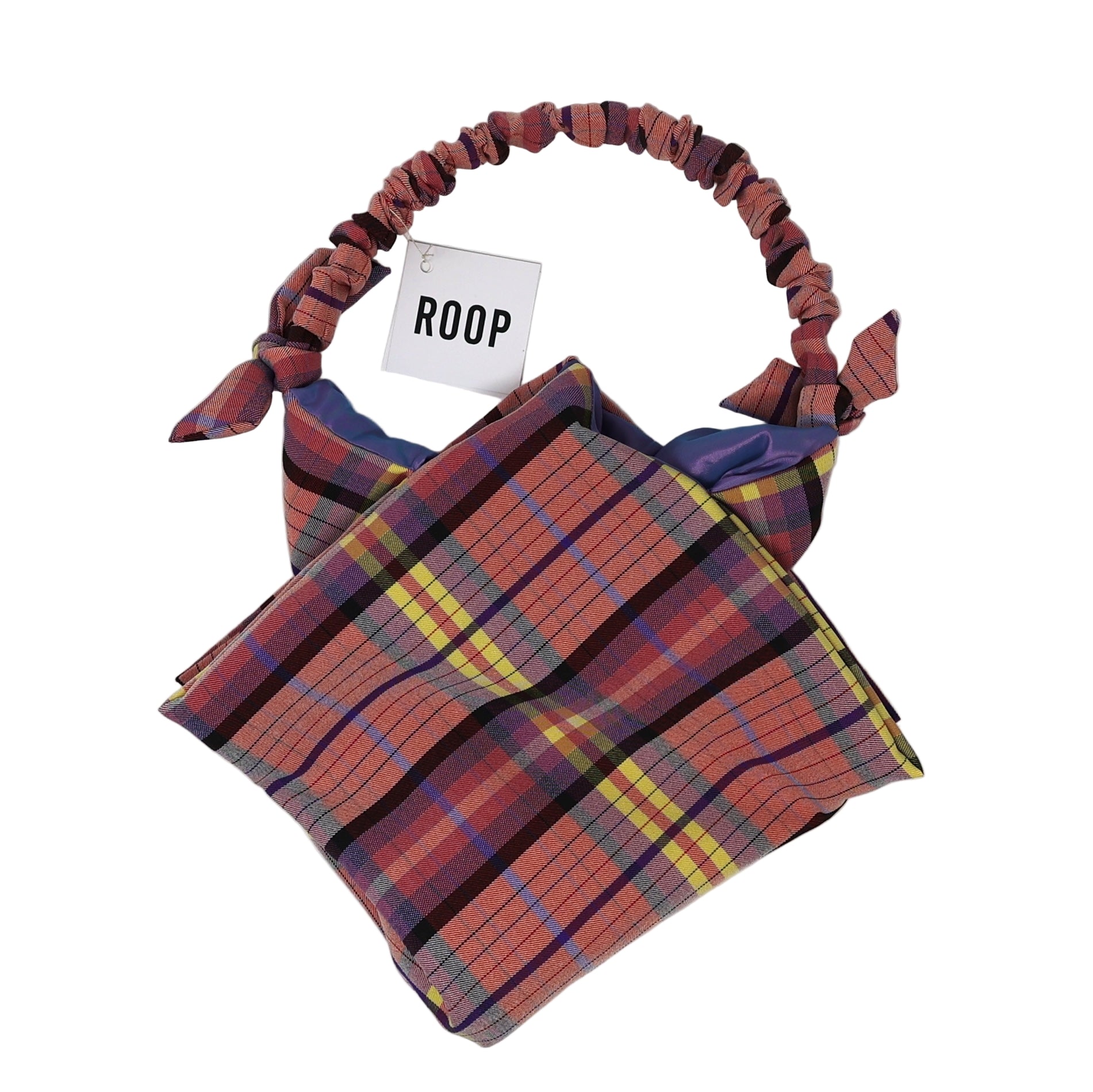 Handbag on a white background, featuring the brand 'ROOP'.