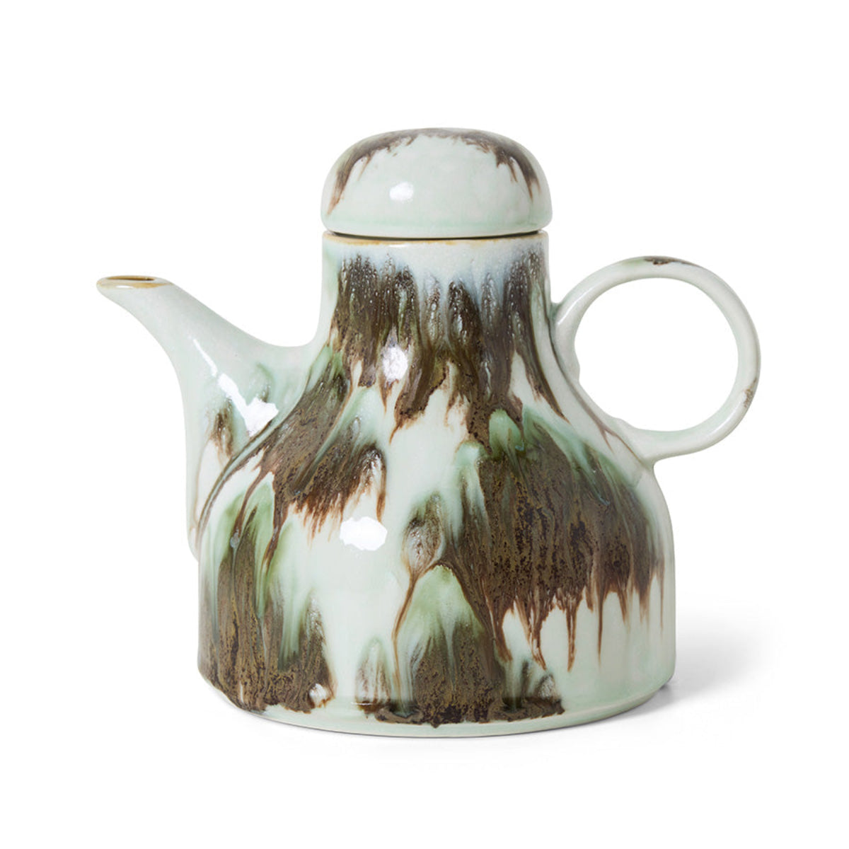 Colourful abstract painted coffee pot on a white background