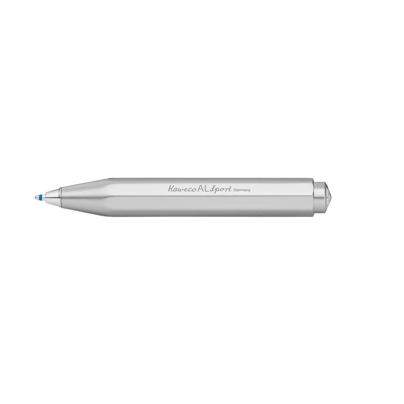 Silver pen on a white background