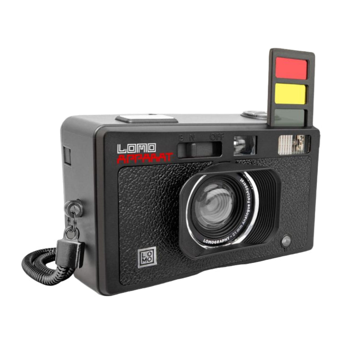 Black vintage Lomo camera on a white background