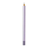 Purple pen with a gold cap on a light gray background