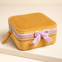 Square Yellow Jewellery Box with Pink Bow