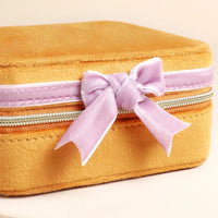 Square Yellow Jewellery Box with Pink Bow