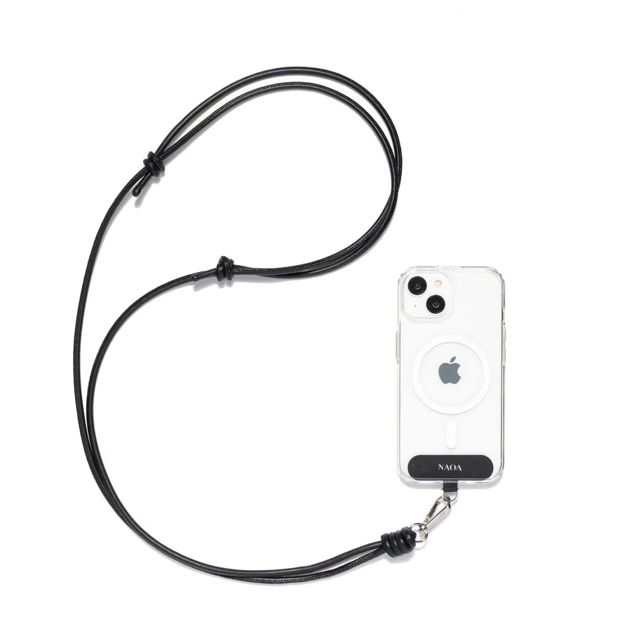 NAOA Black Vegan Leather Phone Strap