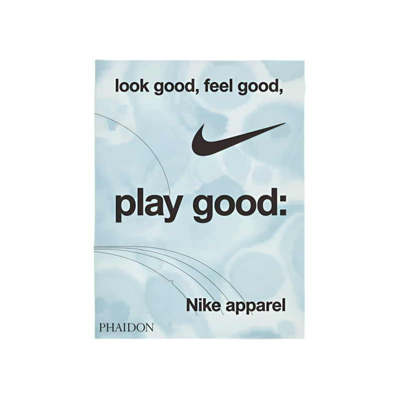 Front cover of Nike apparel book with a light blue cover and the Nike logo.