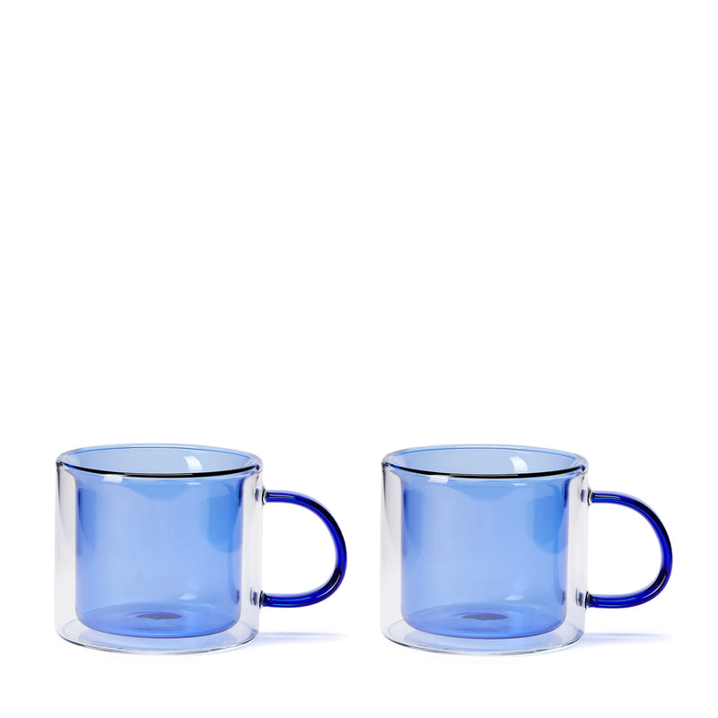 Oslo Blue Mug Set of 2 on white background.