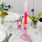 Pink Glass Candleholder