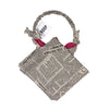 Handmade bag made from newspaper with 'ROOP' branding on a white background