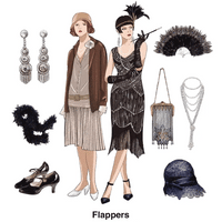 Inside page of Stylepedia featuring an illustration of two people wearing 1920s Flapper outfits and various accessories.