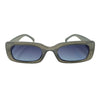 thick frame round sunglasses transparent grey colour with blue lens in white background 