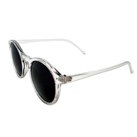 thick frame round sunglasses transparent colour in white background  - sideways