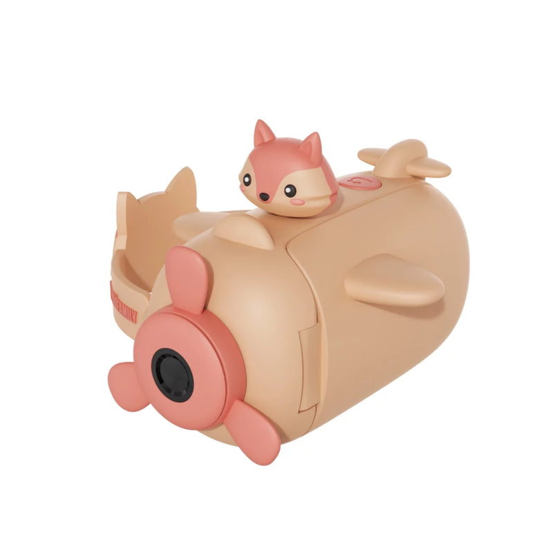 Toy camera with a fox design on a white background