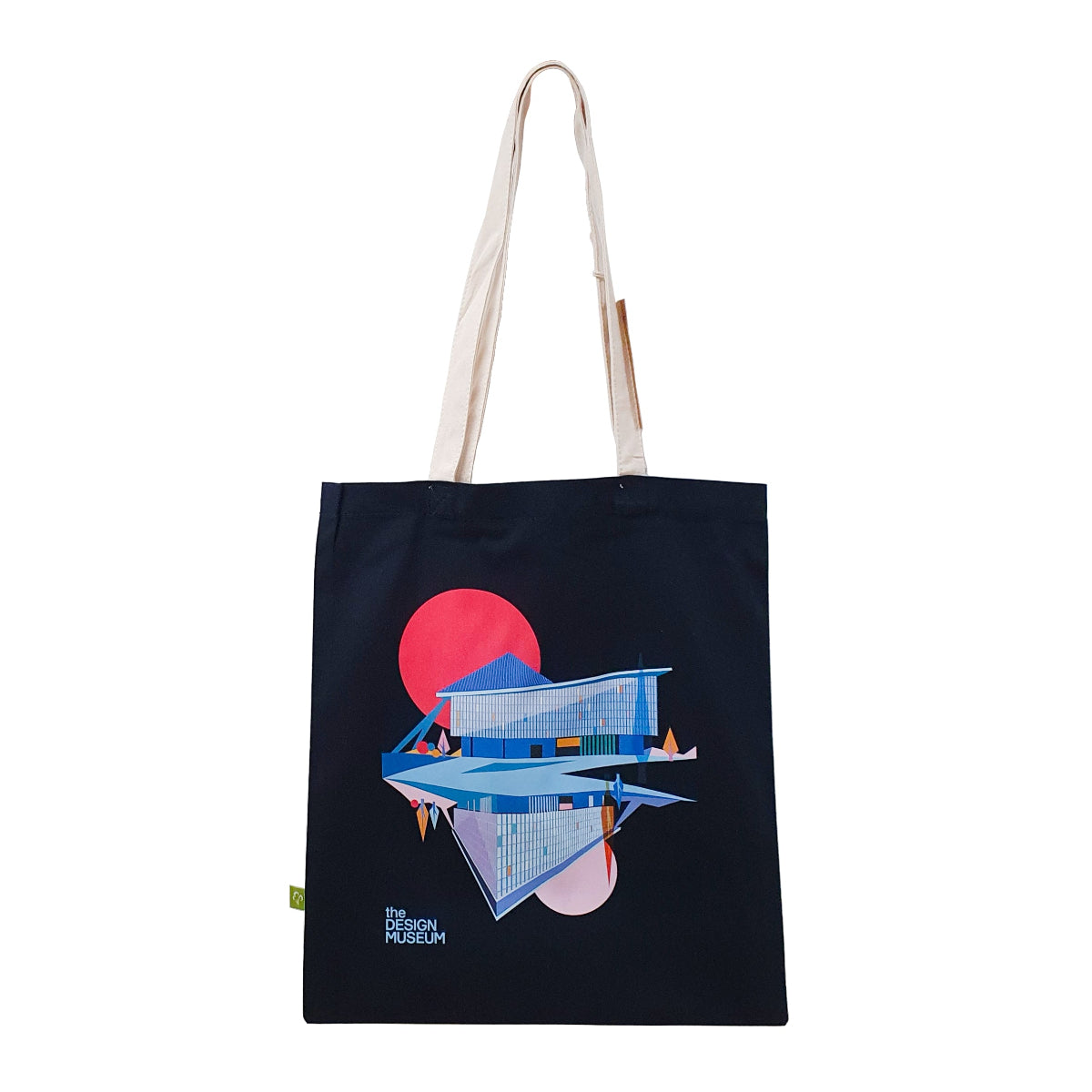 the Design Museum Eye for London Tote Bag Navy with Ivory Handle on a white background.