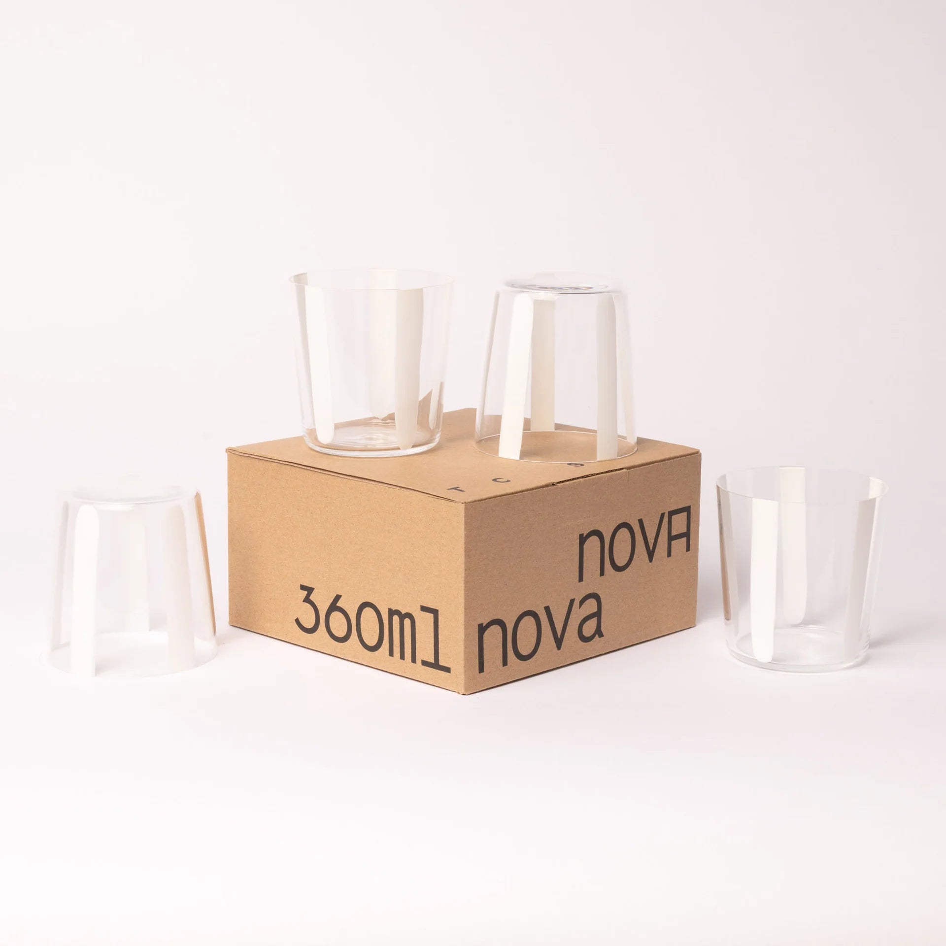 Nova Stripe White Tumbler 360ml Set of 4 and box.