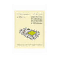 A printed patent document showcasing a illustration of a classic United States Nintendo Gameboy, placed on a white background.