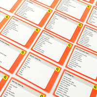 Numerous orange game cards laid out in rows featuring a search bar and different search suggestions.