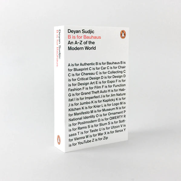 White book cover titled 'B is for Bauhaus: An A-Z of the Modern World' with black text on a light gray background