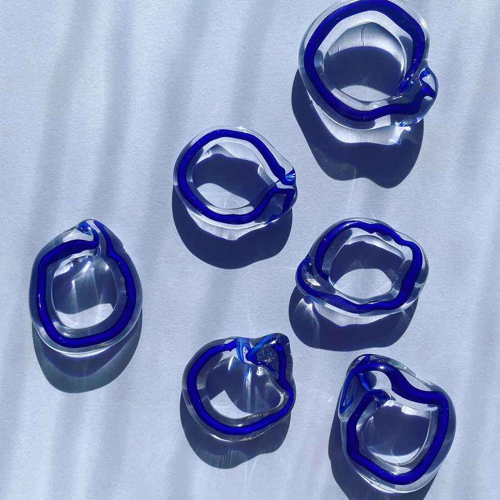 Clear & Blue Plain Ring