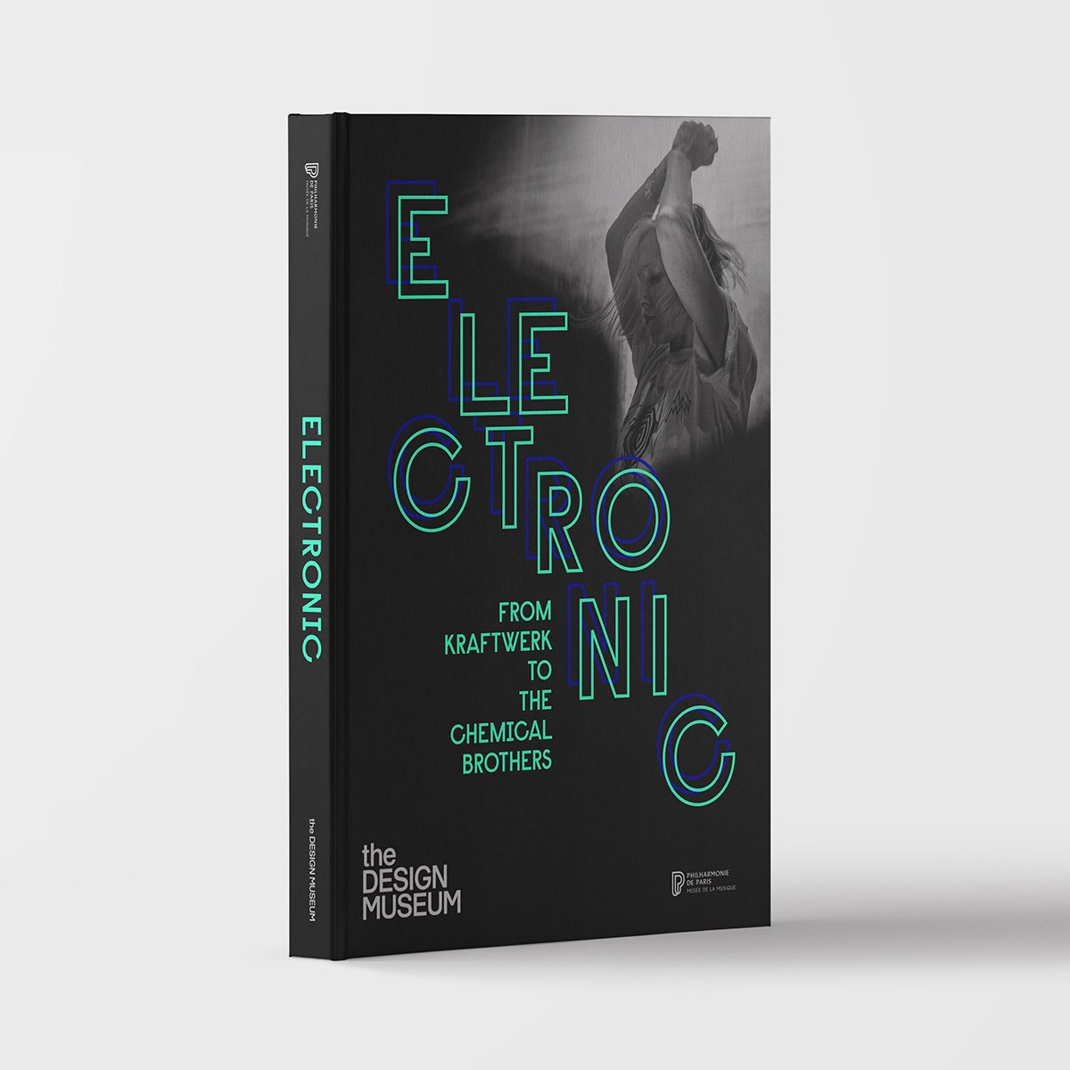 Black book titled 'Electronic: From Kraftwerk to The Chemical Brothers' with neon text on a white background