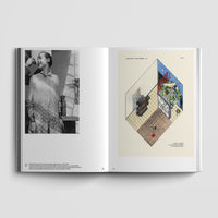 Inside page of Charlotte Perriand catalogue featuring Charlotte Perriand smiling.