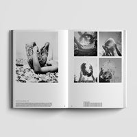 Inside page of Charlotte Perriand catalogue featuring ice sheets held by two hands.