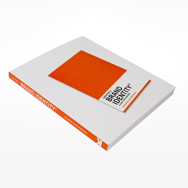 White book cover titled 'Creating a Brand Identity' with orange square and black text on a white background