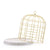 Gold bird cage with porcelain base
