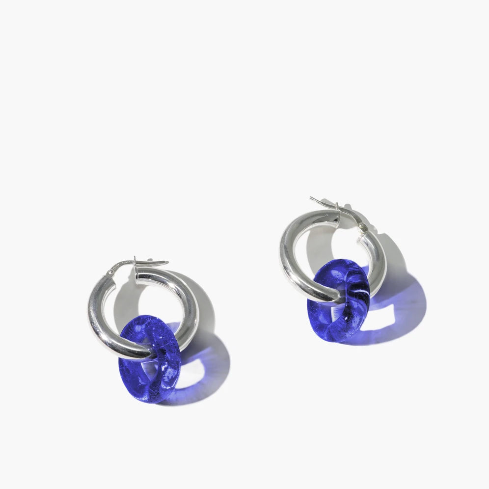 Cled Hoop Earrings - blue/silver