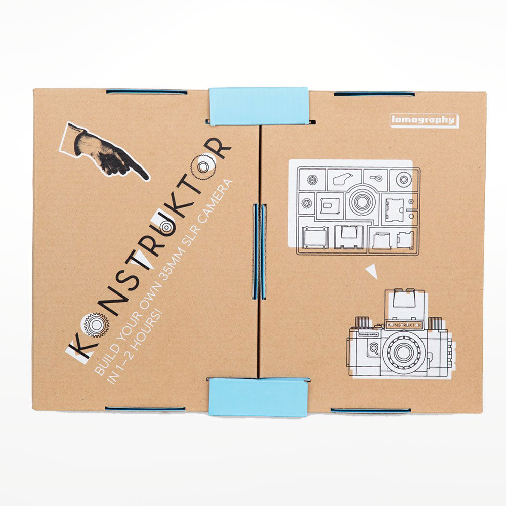 Cardboard box with 'Konstruktor' branding on a white background
