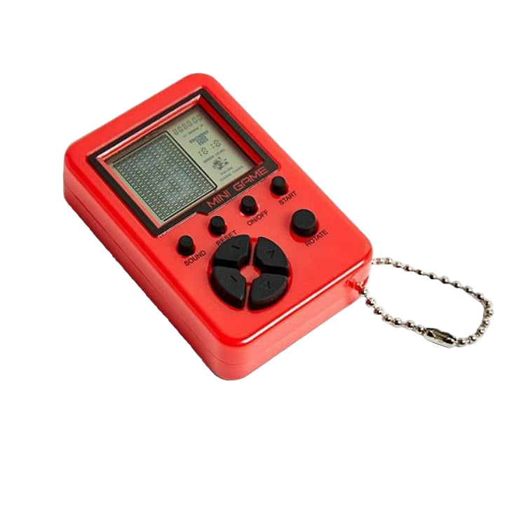 Red mini Arcade Game with black buttons on a white background 