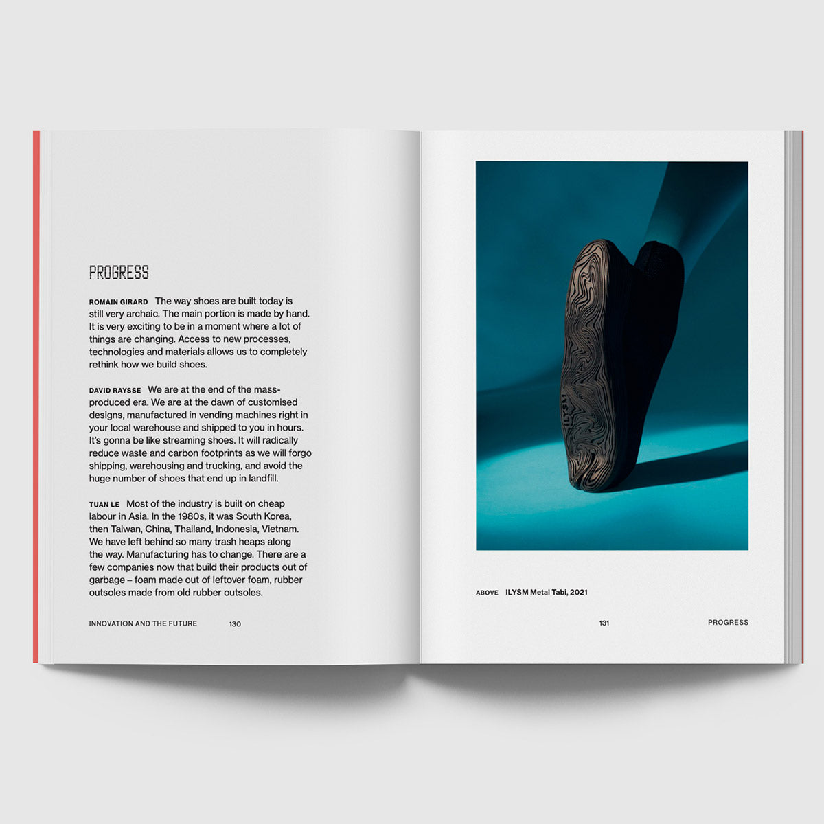 Inside page of Sneakers catalogue with sole of ILYSM metal Tabi shoes