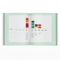 White pages with light green border and multicoloured graph on a white background